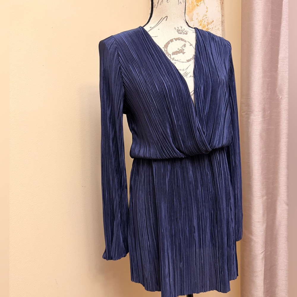 Fashion Nova Deep Blue Long Sleeve Dress